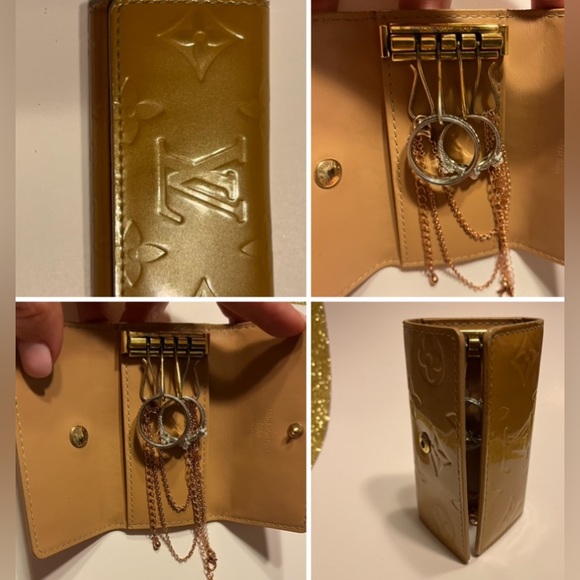 Louis Vuitton Monogram Vernis Multicles 4 ring key holder in beige / gold. - Picture 3 of 15